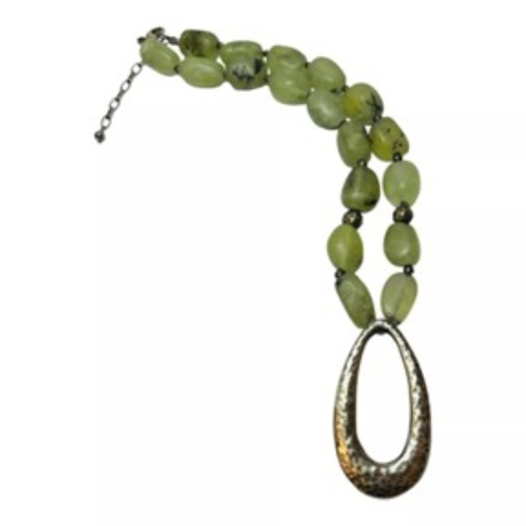 Silpada Green Prehnite Sterling Silver Hammered Necklace Retired 60$